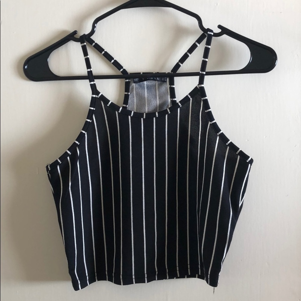 B&W striped Crop Top